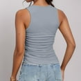 thumbnail image 4 of Women Summer Tops Women's Solid Color Sleeveless Ribbed Knit Slim Fit Tank Top With Side Pleats Color Tops for Women Sleeveless Bulk for Customize Top T Shirt Camisoles Petite Stocking Comic Grey XL, 4 of 5