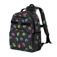 thumbnail image 2 of Mushroom and Rainbow Black Pattern Cute School Backpack Bag for School with Padded Back and Adjustable Shoulder Straps 15.25"x11.5"x5.25", 2 of 2