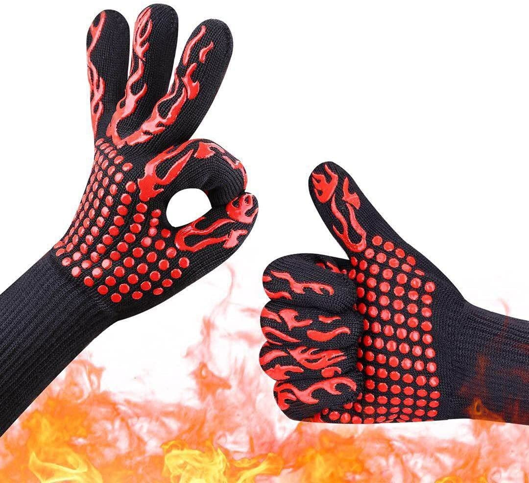 Lepuss Grilling Gloves 1472°F Heat Resistant Gloves,Food Grade Kitchen BBQ Gloves,Silicone Non-Slip Grill Gloves for Barbecue,Cooking,Baking,Welding,Cutting 