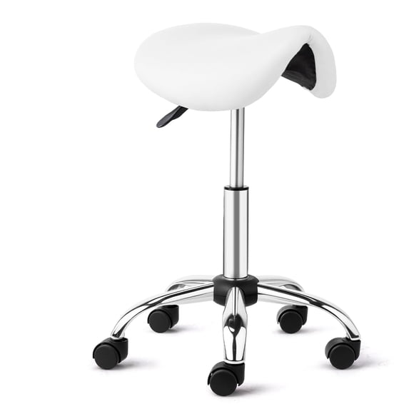 Taburete con ruedas OmySalon, ergonómico, blanco