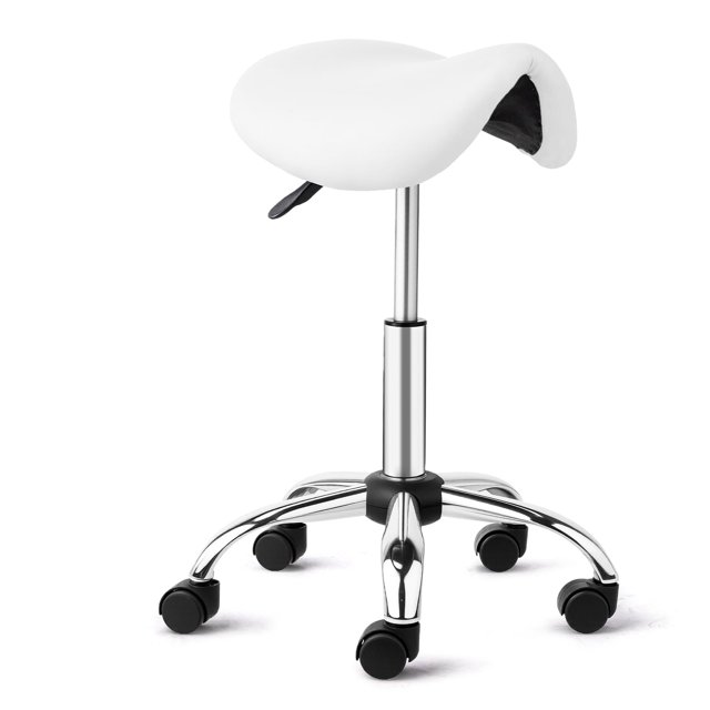 Taburete con ruedas OmySalon, ergonómico, blanco