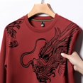 thumbnail image 3 of 6 Couleurs 2024 Nouvel An Chinois Sweat à Capuche Homme Col Rond Manches Longues Imprimé Dragon Chinois Mode Décontractée, 3 of 6