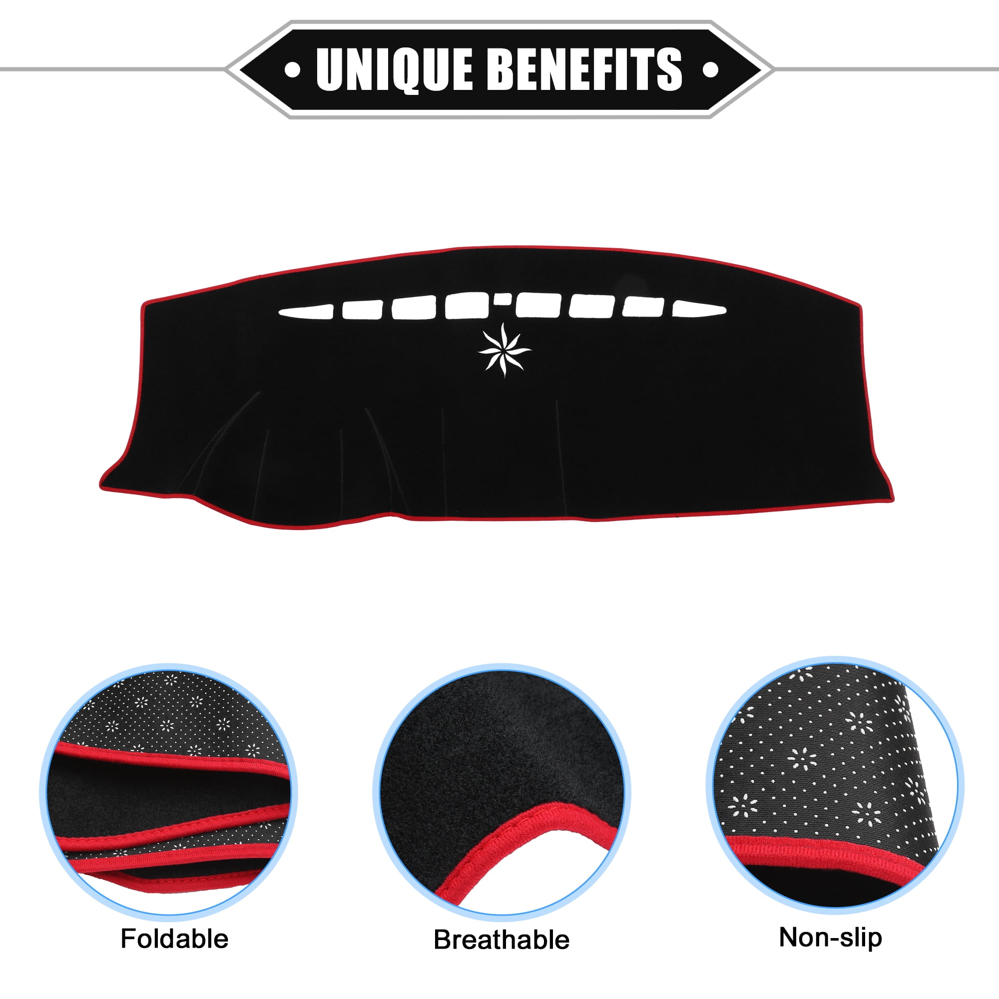 Unique Bargains 1Pcs Dashboard Cover Mat for Ford Edge 2011-2014 Nonslip Polyester Red Dash Board Protector Cover