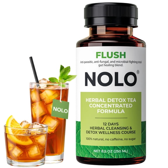 NOLO FLUSH Detox Tea - Gut Support, Digestion Support, Total Gut Wellness, 12-Day Daily Routine Detox Tea Drink - Organic, Herbal Tea, Natural Detox, Sugar Free  – 250mL (8.5 oz)