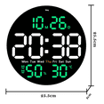thumbnail image 2 of Reloj De Pared Digital De 10 Pulgadas Con Termómetro Alarmas Belug, Negro, 2 of 5