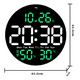 thumbnail image 2 of Reloj De Pared Digital De 10 Pulgadas Con Termómetro Alarmas Belug, Negro, 2 of 5