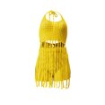thumbnail image 2 of Franhais Women Swimsuit Cover-ups,Knitted Solid Color Sheer Tassels with High Waist Shorts Beachwear, 2 of 5