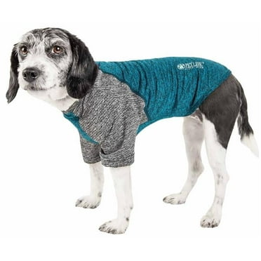 Active Hybreed 4-Way Stretch Two-Toned Performance Dog T-Shirt - Teal & Grey, Small