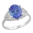 thumbnail image 1 of 14k White Gold Diamond Natural Tanzanite Engagement Ring Oval 10x8mm, size 9, 1 of 1