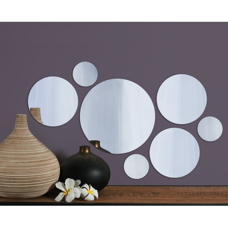 Elements Set of 7 Round Mirrors, 9 Inch, 6 Inch and 3 Inch