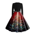 thumbnail image 4 of Women's Fashionable and Elegant Winter Long-sleeved Christmas Tree Print Dress for Holiday Parties and Casual Wear, Stylish Women's Seasonal Dress,Vermilion,M, 4 of 4