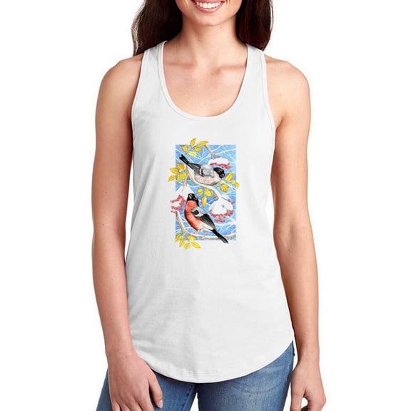 Artshine Bullfinch In Snow Ii Racerback Tank Women -Girija Kulkarni Designs, Female Large