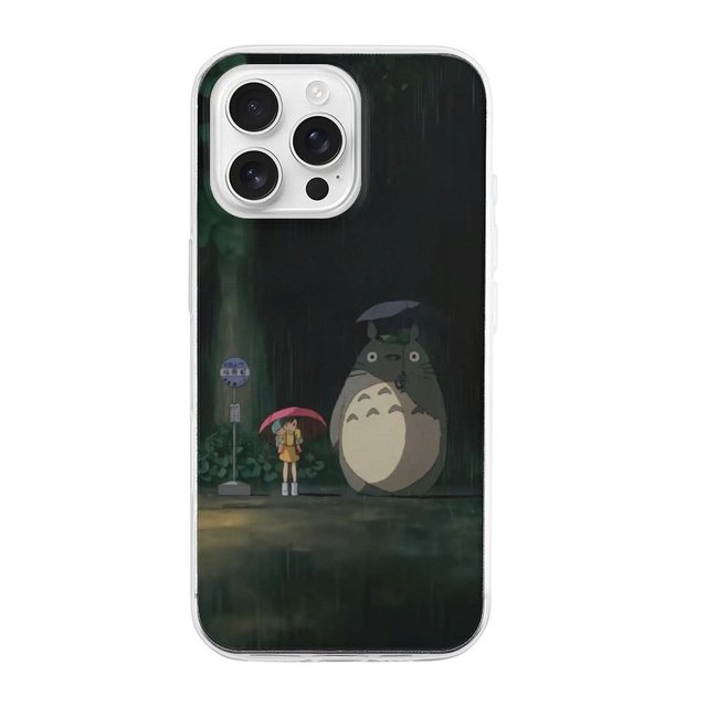 Funda de TPU de Mi vecino Totoro para iPhone 16 Pro Max: ultrafina, a prueba de golpes, antiamarilleo, resistente a arañazos, compatible con carga inalámbrica, agarre mejorado, estilo transparente.