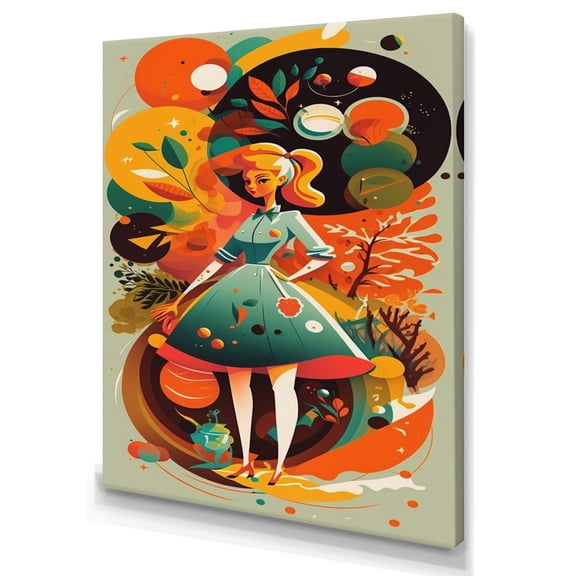 Designart Girl Standing Infront Of Fall Backdrop Canvas Wall Art