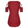 thumbnail image 5 of LEAVINGSUO 2026 50% off Clear! Womens Tops Women Three Quarter Sleeve Crisscross Strappy Cold Shoulder T-Shirt Tops Blouses, 5 of 6