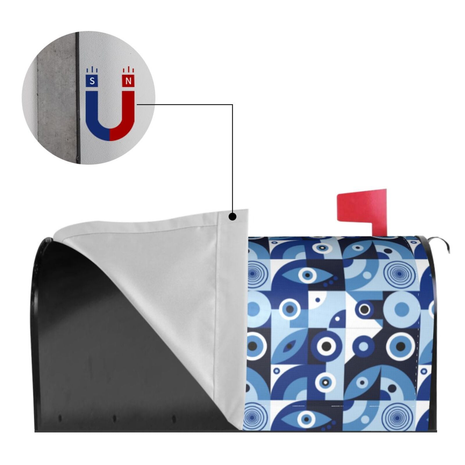 Xecao Evil Eye for Mailbox Cover with Magnetic Strips, Waterproof and Sunscreen, Adds a Decorative Touch to Your Garden Yard.