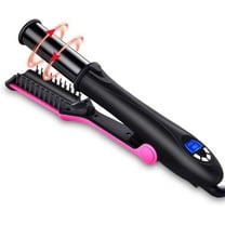 Professional Hair Straightening Curling Iron, 2 in 1 Style Flat Irons, 1-Way Rotating Iron Curler No Damage, Hair Straightener Flat Irons for Short & Long Hair, Black