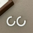 thumbnail image 4 of Minimalist Half Huggie Hoop Earrings for Women Acrylic Lightweight Chunky C Shaped Open Hoops Round Tube Stud Earrings Fashion Vintage Y2K Holiday Party Jewelry for Mother, 4 of 6