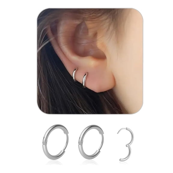 DESIGNICE 1 Pair 6Mm Small Hoop Earrings for Women,316L Surgical Stainless Steel Huggie Hoop Earrings Hypoallergenic Cartilage Hoop Earrings for Helix Tragus Conch Piercing Jewelry