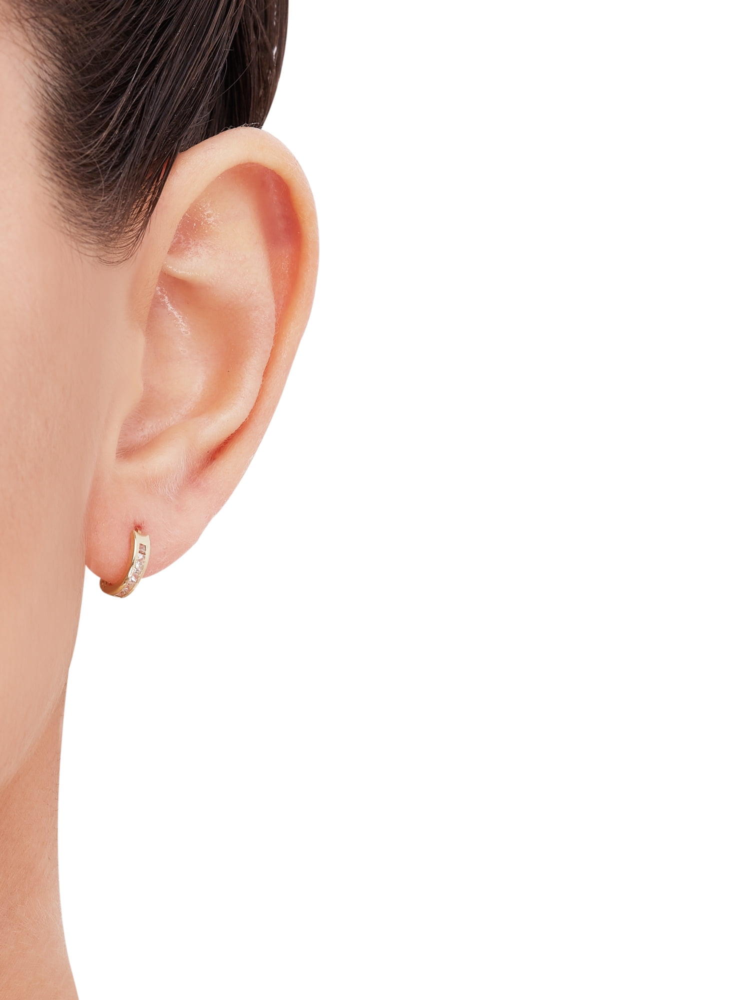 Brilliance Fine Jewelry Cubic Zirconia Huggie Style Earrings in 10K Yellow Gold