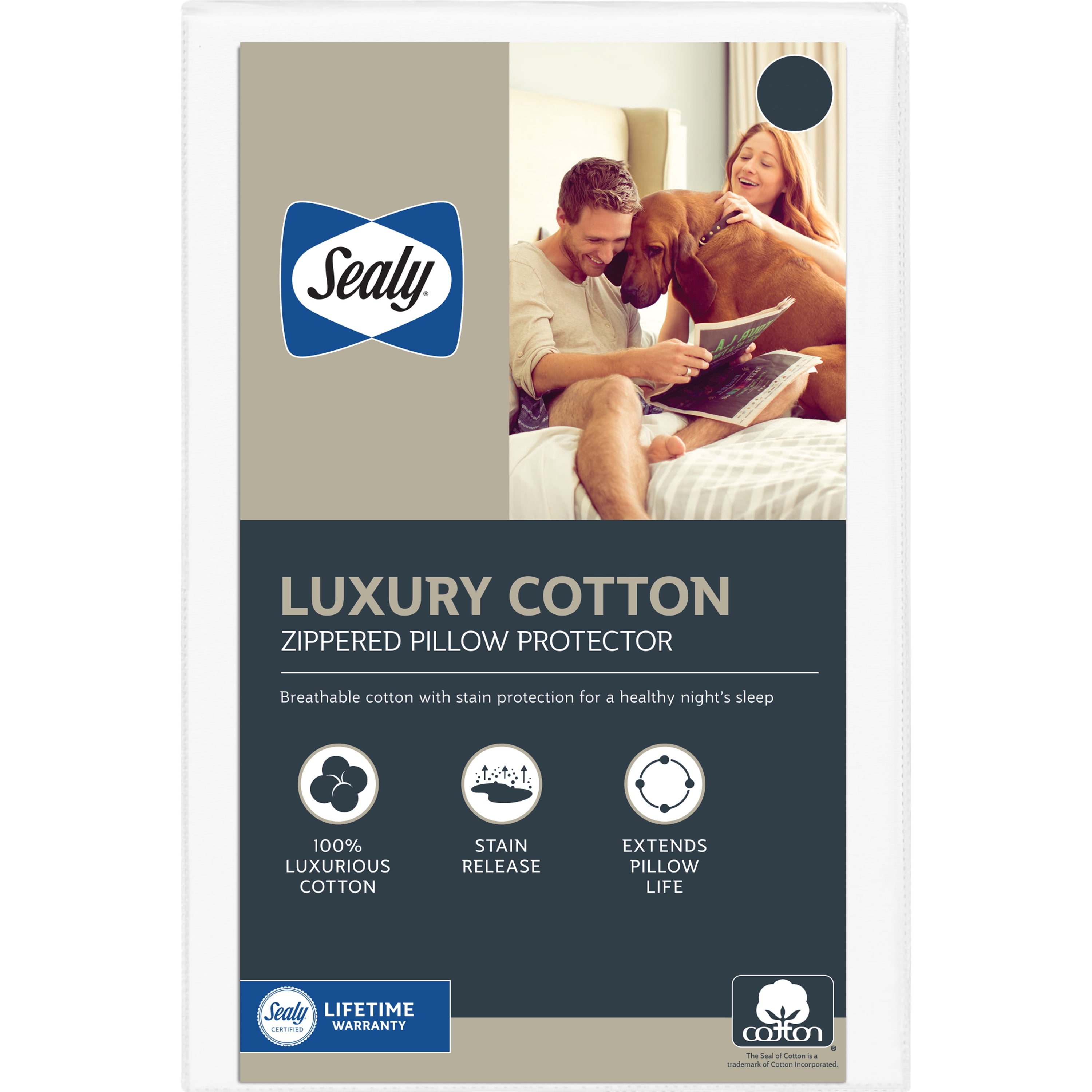 Sealy Luxury Cotton Zippered Pillow Protector