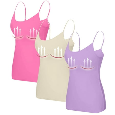 Alitao Camisole Tops Workout Tops Women s Summer Tops 2025 Tank Top Yoga Gym Sleeveless Camisole Plus Size Underwear With Chest Pad S 6XL Cotton Shirts Summer Tops Hot Pink 2XL