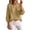 Khaki, variant on TGSLY Crew Neck Linen Tops for Women Lightweight Soft Solid Color Crinkle Blouses Relaxed Dressy 3/4 Balloon Sleeve Tshirts with Elastic Cuffs S