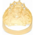 thumbnail image 4 of Floreo 10k Yellow Gold 22mm Jesus Face Two-Tone CZ Crown Men's Ring, Sizes 5 - 13, 4 of 5