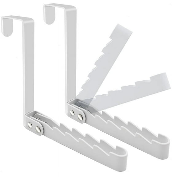 2 Pack over the Door Hooks Hanger, Sturdy Foldable over Door Drying Rack for Clothes, Coats, and Towels, White