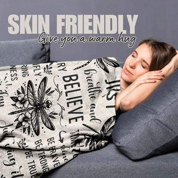Dragonfly Gifts for Women, Dragonfly Blanket, Perfect for Birthday/Christmas, 50'''' x 60'''' Unique Design Flannel Plush Blanket, Vintage Style