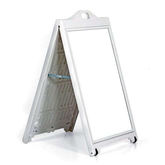 White Double-Sided Sidewalk A-Frame Sign w/ Protective Lens 24"x36"