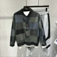 thumbnail image 2 of Suéteres de punto para hombre, ropa de hombre negra a cuadros con cuello, cárdigan grande, talla grande, estilo Harajuku japonés, holgado y ajustado, 2 of 5