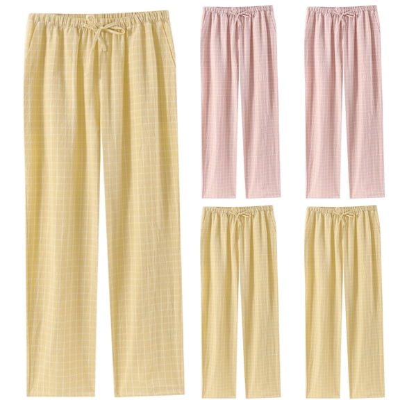 Women's 98% Cotton Loose Fit Pajama Pants, Elastic Waist with Drawstring, Soft & Breathable Full Length Lounge Pants, Casual Summer Spring Sleepwear, Womens | VerBelle,Pink L