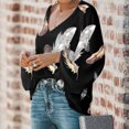 thumbnail image 4 of Blusa informal Fridja estampada con cuello en V y Manga larga para mujer, 4 of 9
