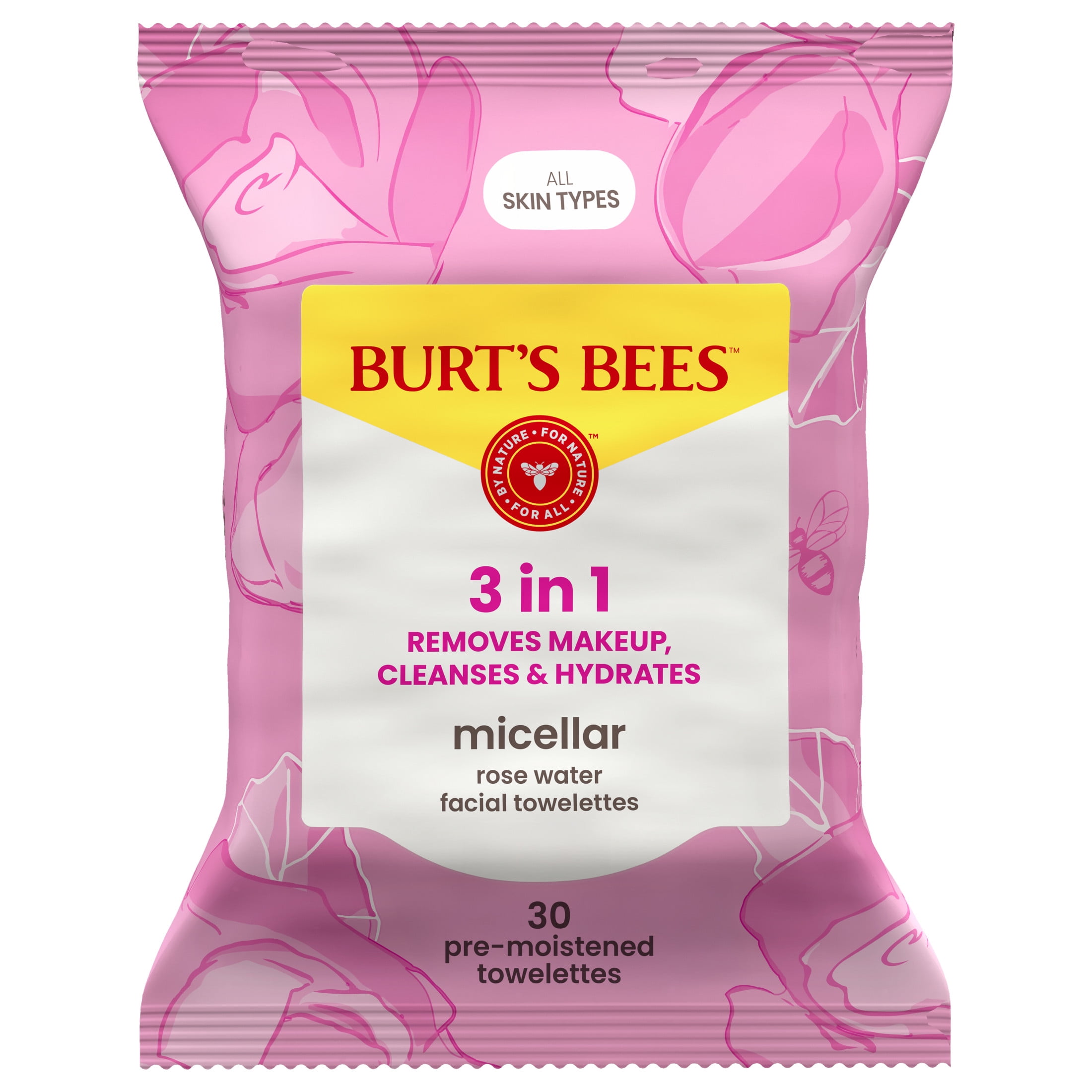 (2 pack) Burt's Bees Micellar Facial Towelettes With Rose Water, 30 ct. Package