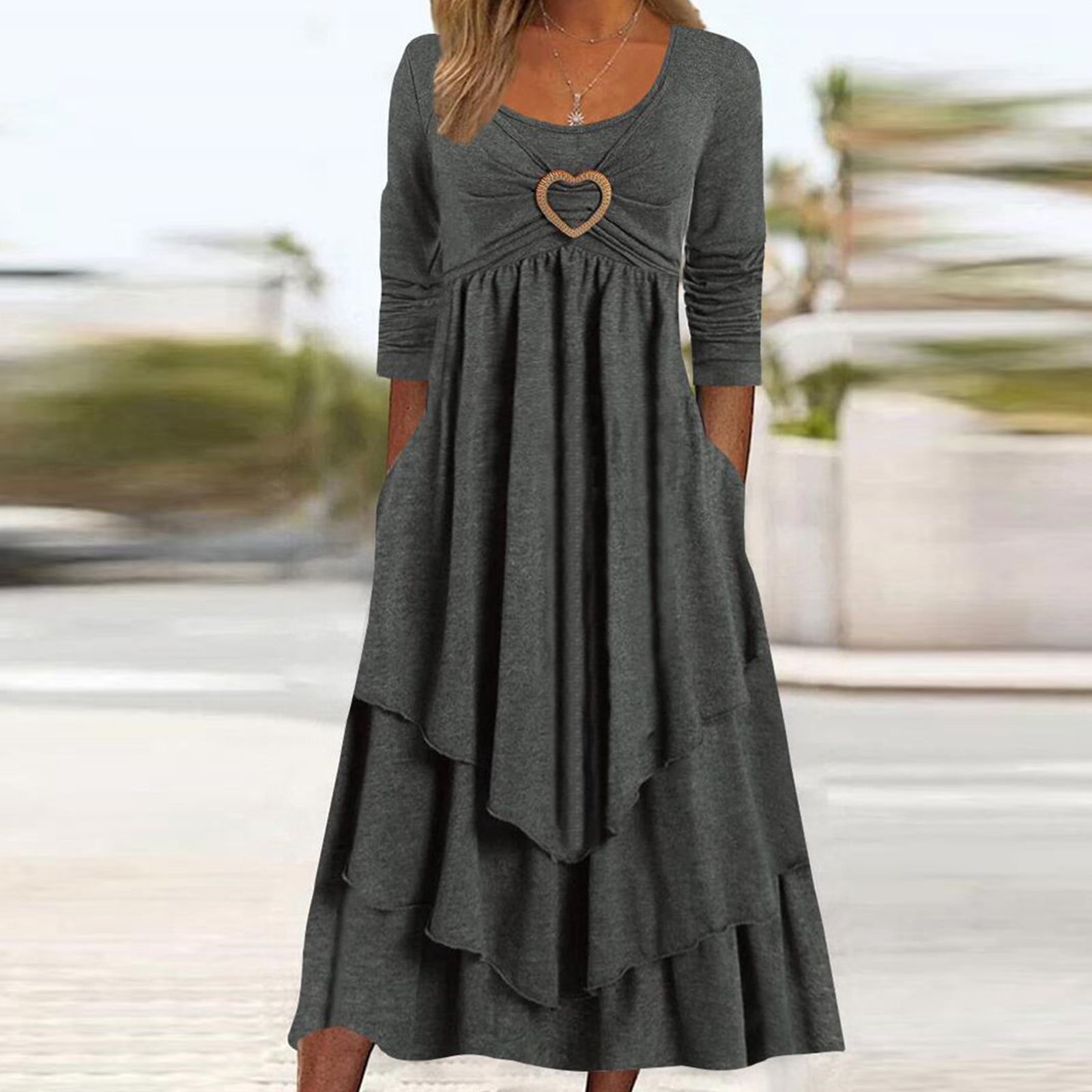 Lolmot Fashion Women Sexy Three Quarter Sleeve Backless Lace Patchwork Evening Long Dress Other