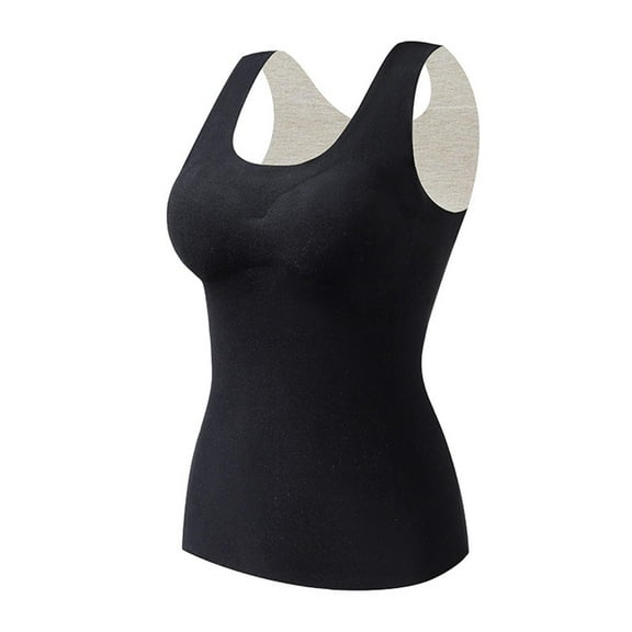 GA WEIHUA Tank Top with Built in Bra Women Tummy Control Shapewear Vest Camis Seamless Body Shaper Compression Top Slimming Undershirt(Black,L)