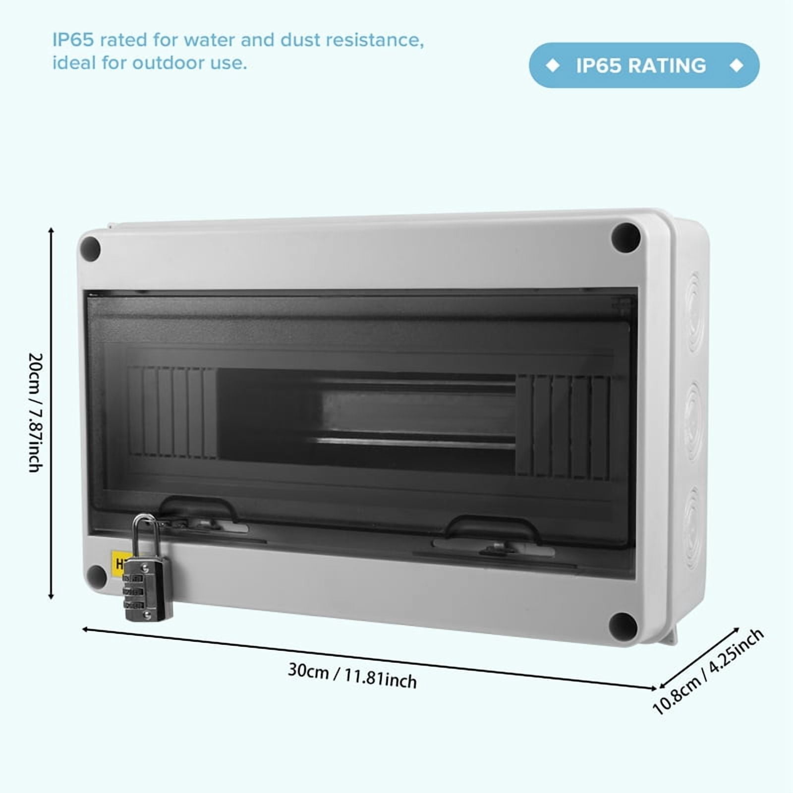 HT Series Junction Box 15WAY IP65 Waterproof Distribution Box Outdoor ABS Electrical with Lock for Circuit Breaker