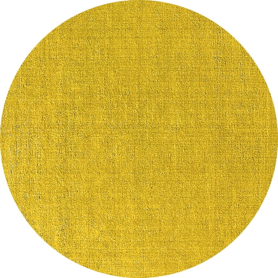 Ahgly Company Machine Washable Indoor Round Oriental Yellow Industrial Area Rugs, 3' Round