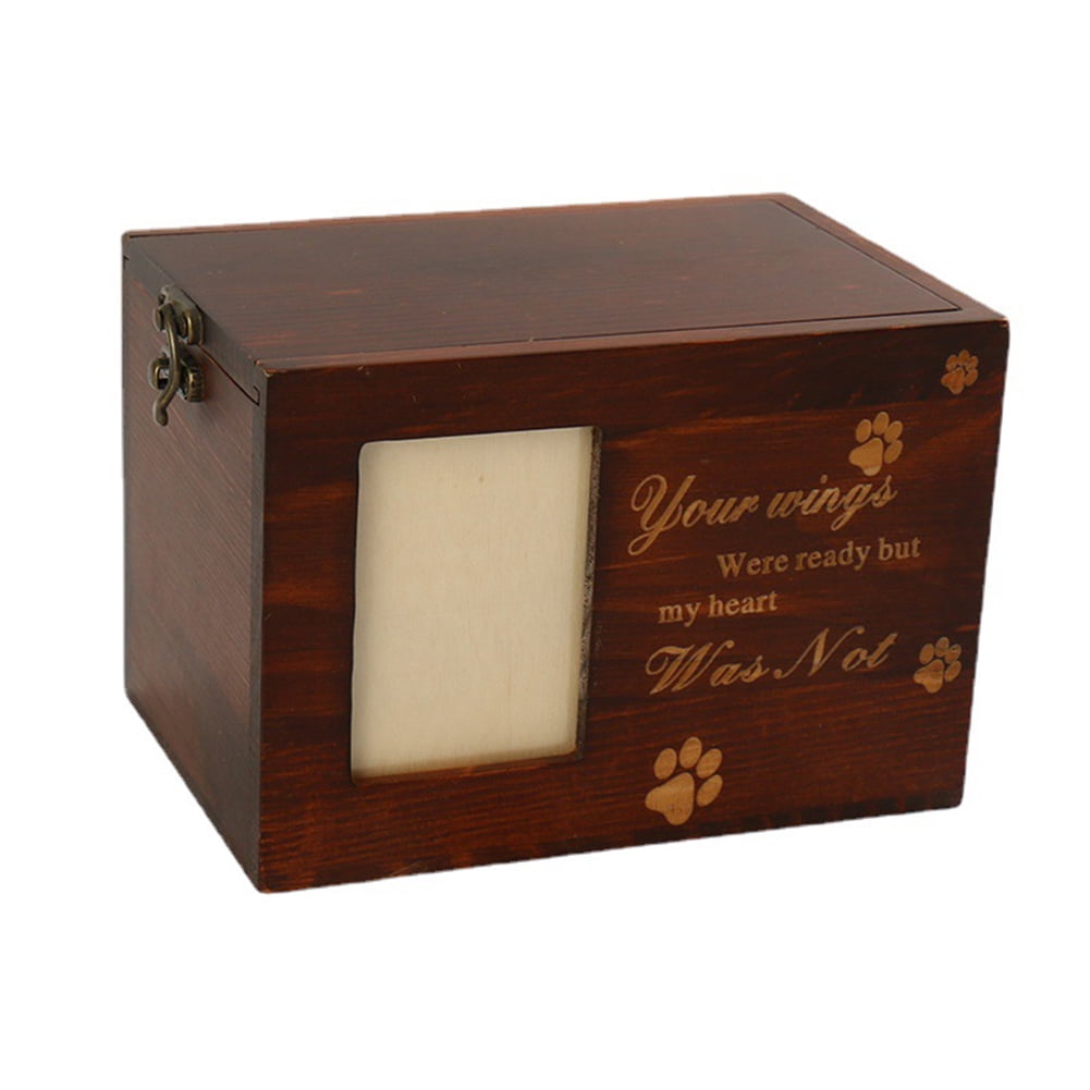 KYAIGUO Pet Urns for Dogs Memory Box Wooden Funeral Cremation Urns with Photo Frame Loss Pet Memorial Remembrance Box