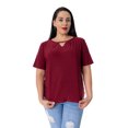 thumbnail image 2 of Blusa Bocarosa lisa de manga corta y detalle de abertura en escote. BOCAROSA Ma002/blusa/argolla en escote, 2 of 3