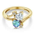 thumbnail image 3 of Gem Stone King 18K Yellow Gold Plated Silver White Moissanite Mercury Mist Mystic Topaz and White Lab Grown Diamond Ring for Women (1.83 Cttw, Heart Shape 6MM, Gemstone Birthstone, Size 7), 3 of 6