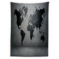 thumbnail image 3 of Ambesonne Dark Grey Tablecloth Rectangular Table Cover, World Map on Wall, 52"x70", Grey Black, 3 of 4