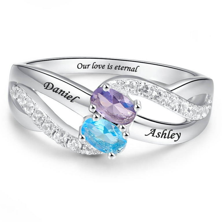 Sterling Silver Personalized Promise Ring Customised with 2
