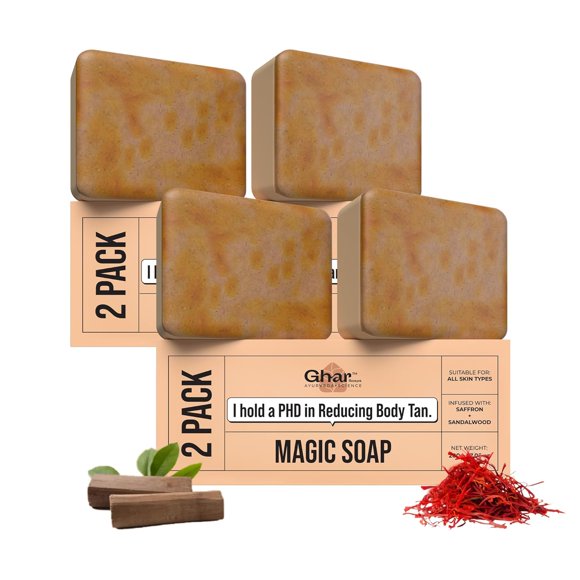 Ghar Soaps Sandalwood & Saffron Magic Soaps For Bath (100 Gms Pack Of 4)