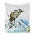 thumbnail image 1 of Egret Soft Flannel Fleece Throw Blanket, Heron Bird in Design Painting with Grunge Paint Splashes Winged Animal, Cozy Plush for Indoor and Outdoor Use, 70" x 90", Multicolor, by Ambesonne, 1 of 6