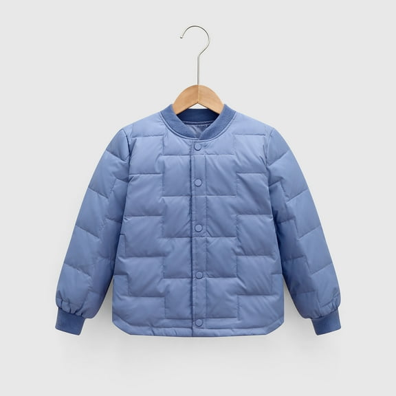 piuwrlz Baby Long Sleeve Outerwear Jacket for Toddler Boys Girls Coats Fashionable Solid Color Cotton Blue Size 4 Years