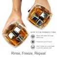thumbnail image 4 of Frolk Whiskey Decanter Set for Men and Women - Whiskey Decanter, 2 Rocks Whiskey Glasses, 8 Stainless Steel Whisky Cubes, 2 Coasters, Silicone-Tipped Tongs & Freezer Pouch in Pinewood Box, 4 of 7