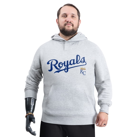 Men's G-III Sports by Carl Banks Gray Kansas City Royals Adaptive Lockup Fleece Hoodie