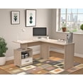 thumbnail image 2 of Inval Merlin L-Shaped Desk with Cubby, Maple and White, 2 of 8